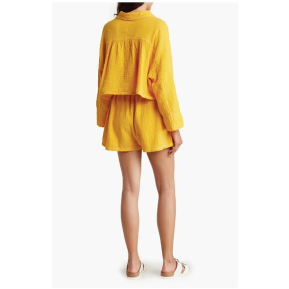 NWT AVEC LES FILLES Cotton Gauze Top & Shorts In Soft Tangerine L - Picture 4 of 9